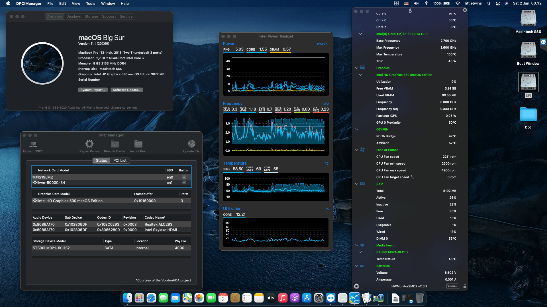 Success Hackintosh macOS Big Sur 11.1 Build 20C69 in Dell Latitude E5570